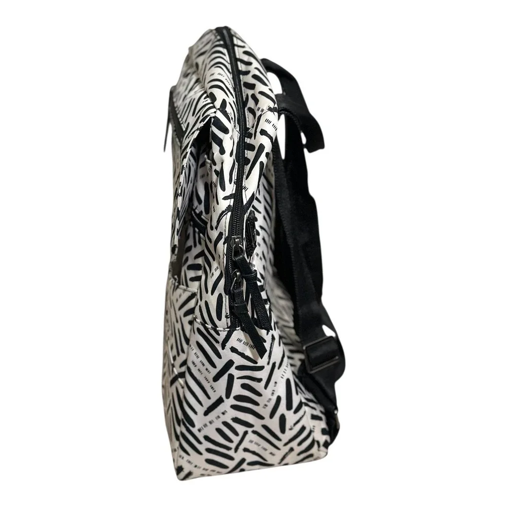 Jujube Zealous Backpack Black White Abstract Brushstroke Diaper Bag Travel Pouch
